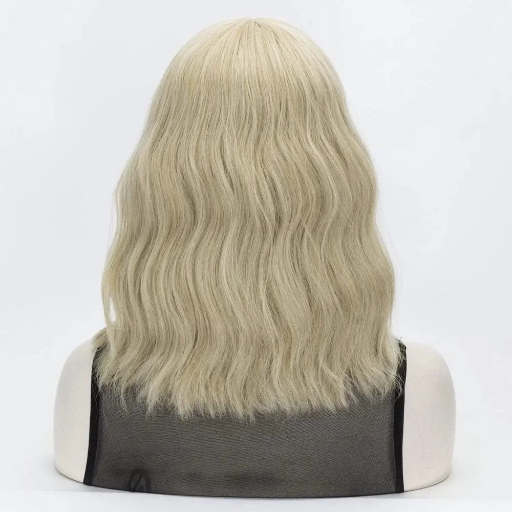 Blonde Wavy Hair Wig with Bang
